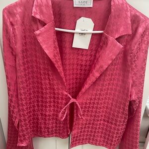 Sage Pink Houndstooth Blazer